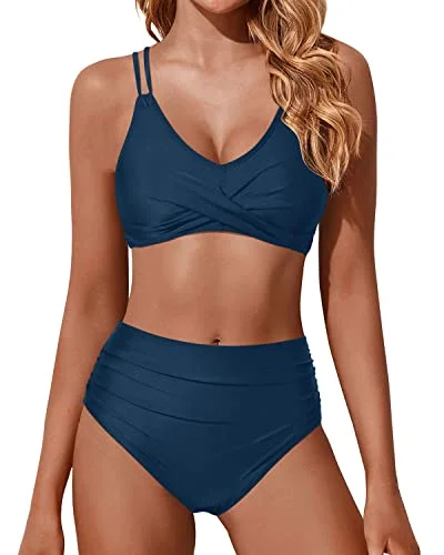 Convertible bikini that can be worn in multiple styles for versatilityPush Up Wrap Two Piece Bikini Swimsuits For Girls-Teal