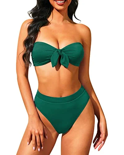 High - performance bikini with quick - drying fabric for active swimmersTwo Piece Bandeau Swimsuit High Waisted Bikini Swimwear for Women