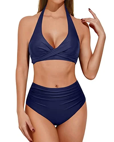 Ruched bikini with fabric gathers for a slimming effectHigh Waisted Bikini Sets for Women Tummy Control Two Piece Swimsuits