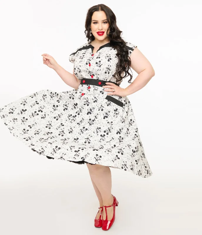 Backless Women Dress for a Sexy and Alluring Look at Evening EventsDisney Mickey & Friends Collection by Unique Vintage Plus Size Mickey Mouse Hedda Swing Dress