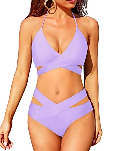 Ruched bikini with fabric gathers for a slimming effectTwo Piece Push Up High Waisted Swimsuit Sets for Women Bikini