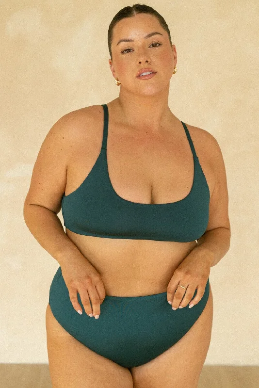 Convertible bikini that can be worn in multiple styles for versatilityThe High-Waisted Scrunch Bottoms - Deep Teal