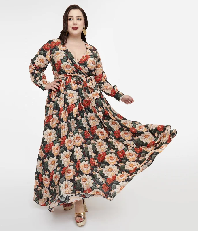 Empire Waist Women Dress to Accentuate the Bust and Conceal the WaistUnique Vintage Plus Size 1970s White & Red Floral Farrah Maxi Dress