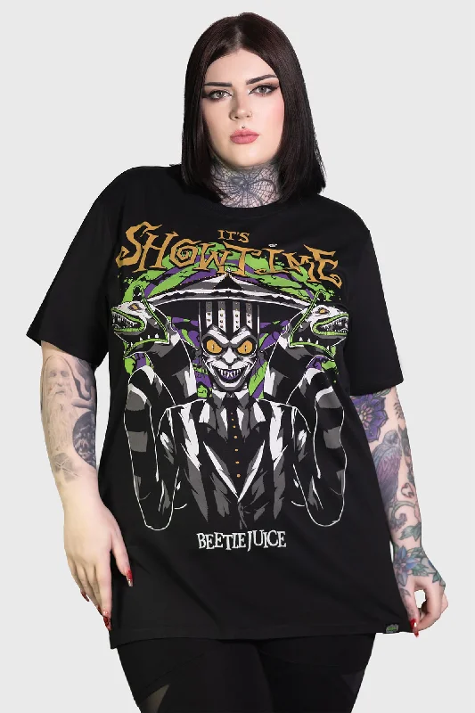 Graphic Print Women T Shirt for a Trendy StatementBeetlejuice It's Showtime T-Shirt [PLUS]