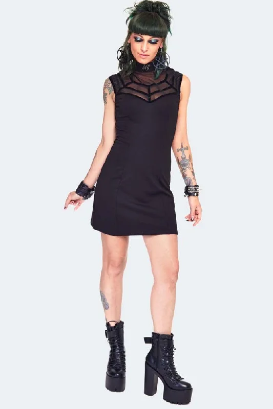 Mini Women Dress with a Short Hem for a Young and Trendy StyleBlack Spiderweb Dress