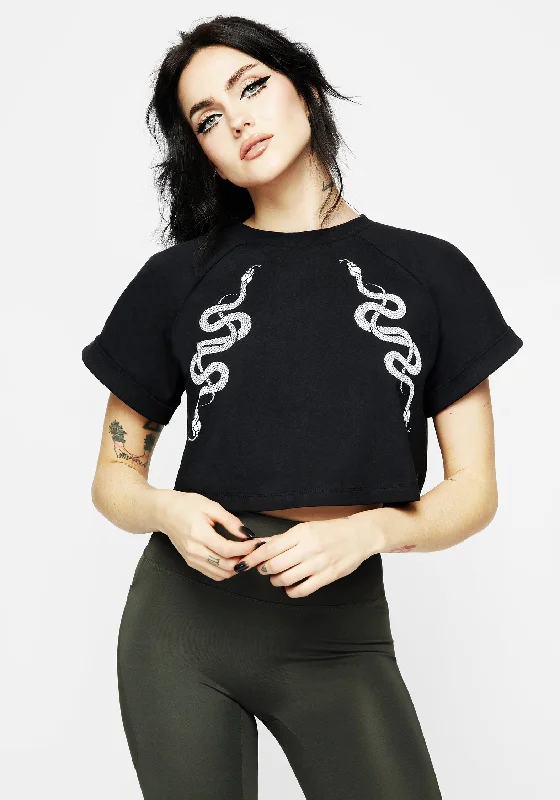 Graphic Print Women T Shirt for a Trendy StatementVenin Snake Athleisure Boxy Crop T-Shirt