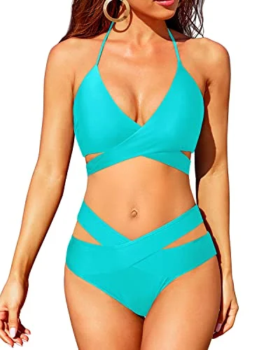 Tie - side bikini bottoms for an adjustable and stylish fitWomen's High Waisted Push Up Bikini Sets Two Piece Swimsuit