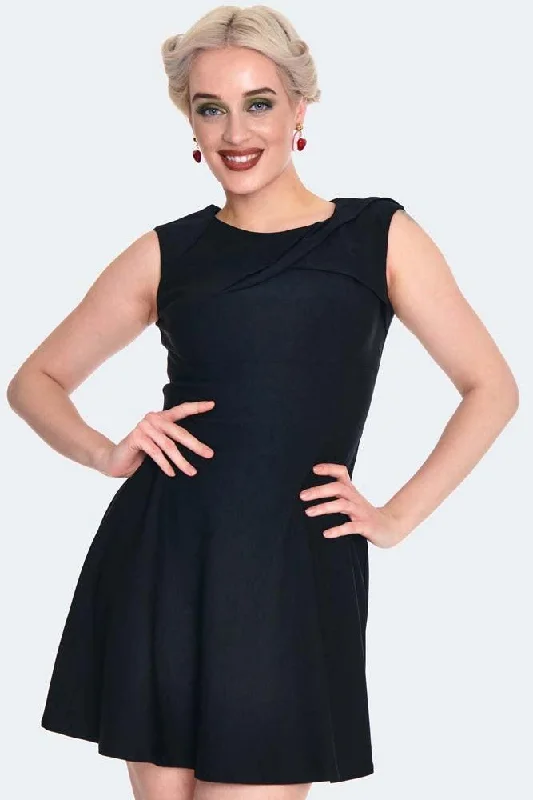 Shift Women Dress with a Simple and Classic Design for Everyday WearBlack Sleeveless Mini Flare Dress