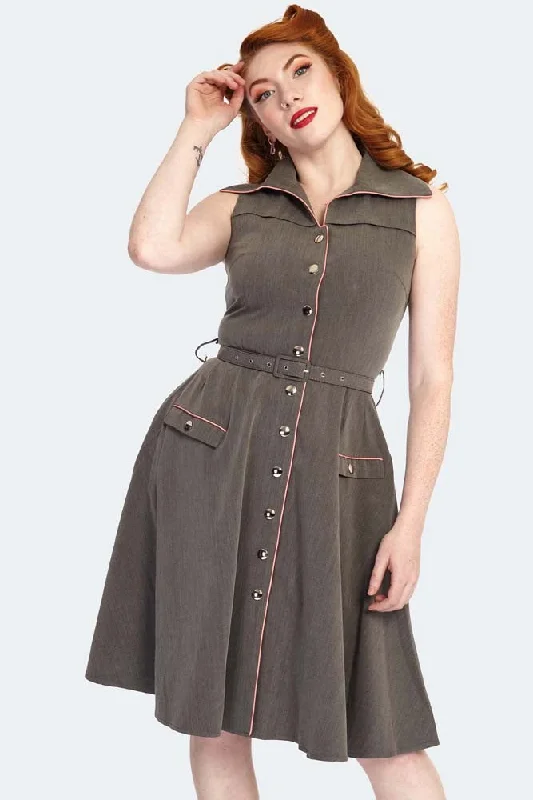 Wrap - Style Women Dress with Adjustable Fit for All Body TypesButton Up Sleeveless Flare Dress