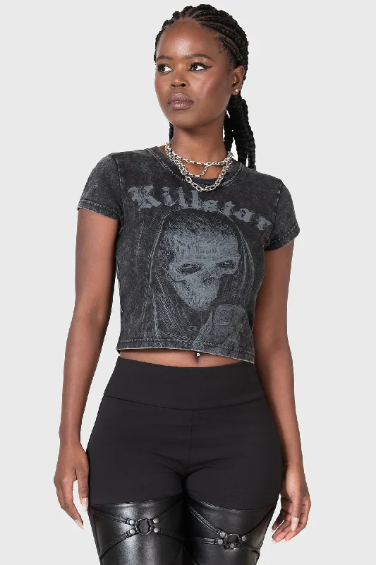 Crop Top Women T Shirt to Pair with High - Waisted BottomsDigi Death Shrunken T-Shirt