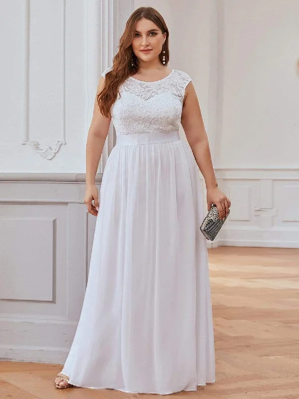 Sheath Women Dress with a Tailored Fit for a Professional LookPlus Size Classic Round Neck V Back A-Line Chiffon Bridesmaid Dresses with Lace