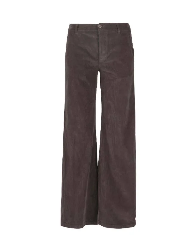 Corduroy Zip Front Pant In Chocolate