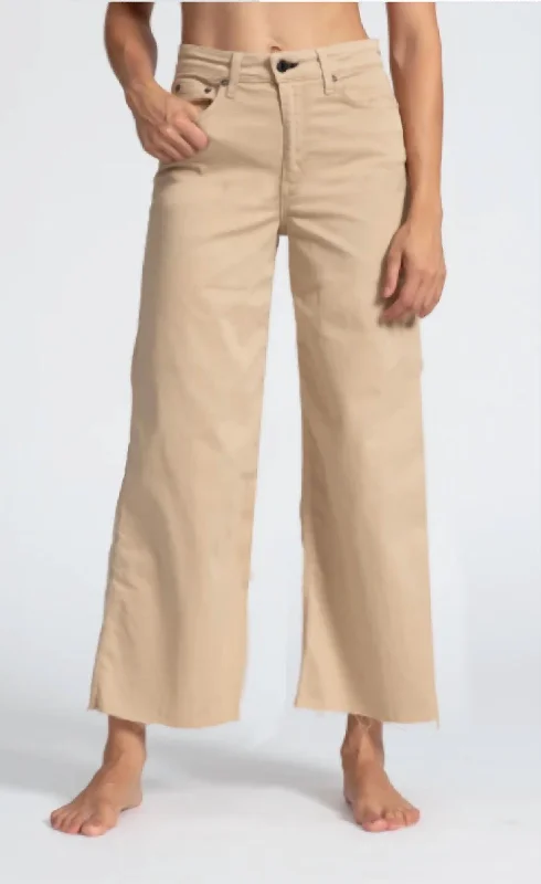 Crop Twill Pant In Khaki