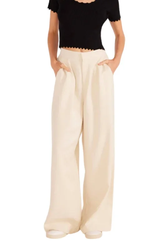 Everly Wide Leg Pants In Crema