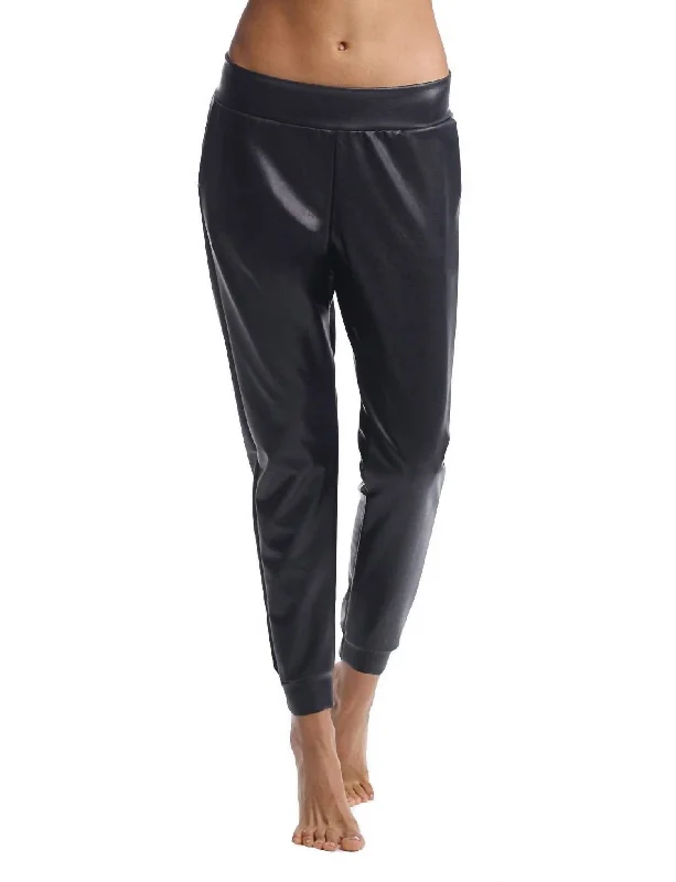 Faux Leather Jogger In Black