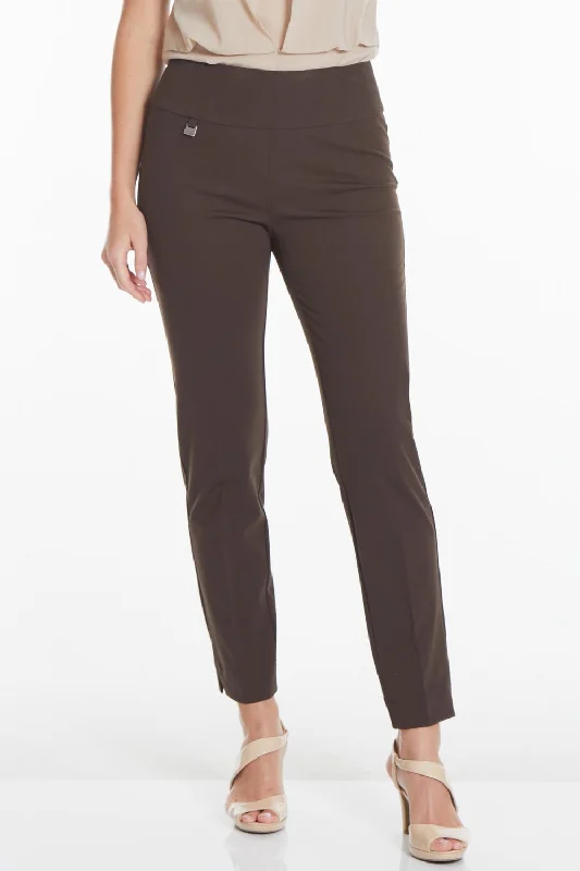 Faux Pocket Ankle Pants In Chocolate