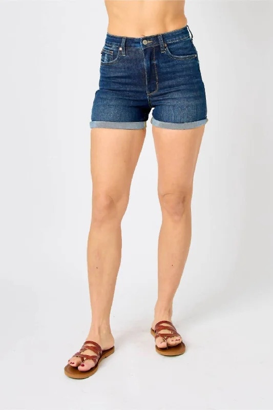 High Waist Cool Denim Shorts In Blue