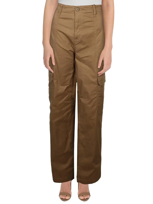 Janice Womens High Rise Wide Leg Cargo Pants