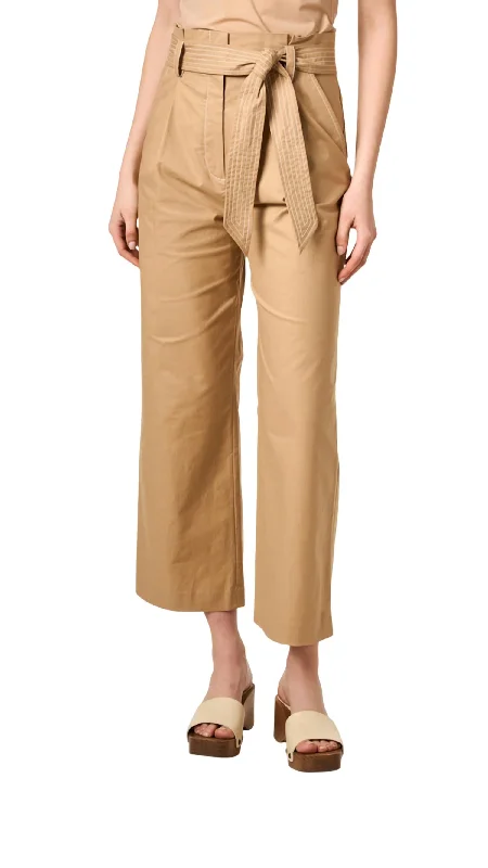 Lang Stretch Cotton Wide Leg Pant In Khaki