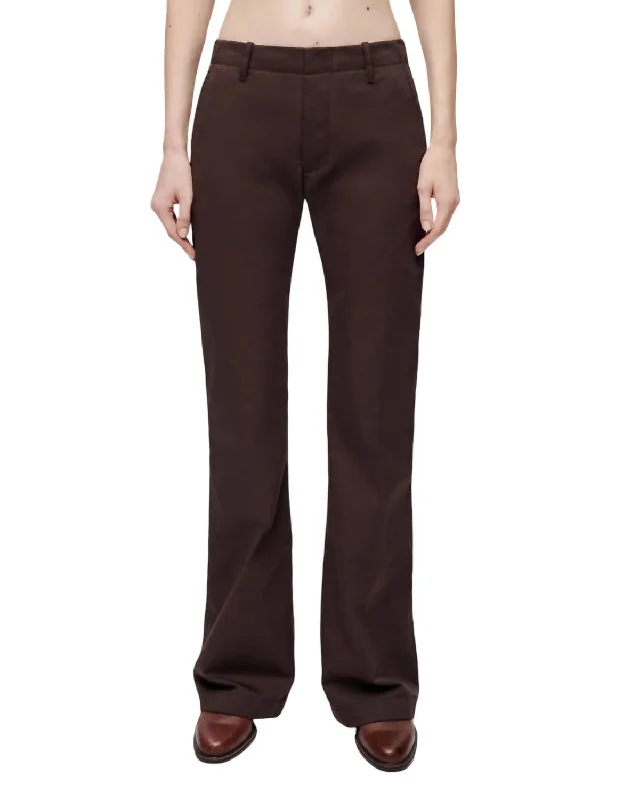 Mid Rise Flared Trouser In Chocolate