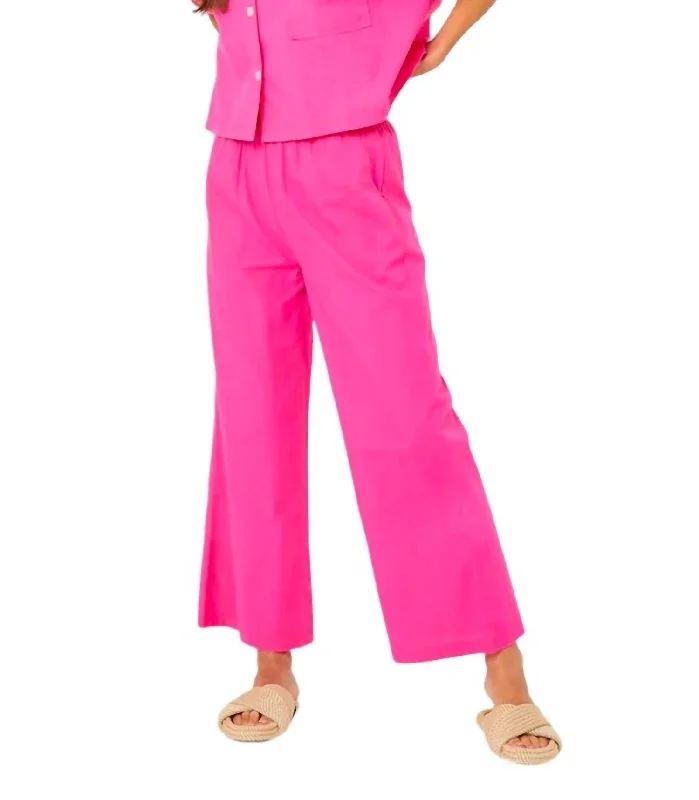 Palazzo Cotton Pant In Neon Pink