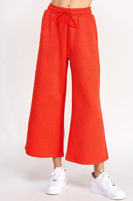 Textured Cropped Wide Pant In Orange