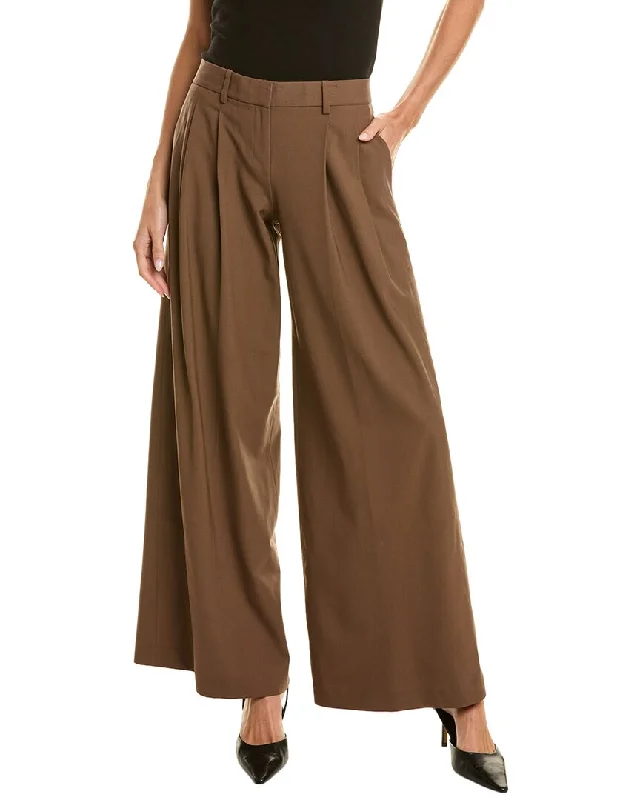 Theory Pleated Low-Rise Wool-Blend Pant