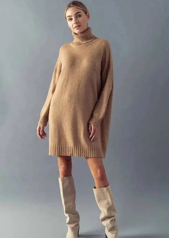 Color - Blocked Women Sweater for a Bold Fashion StatementAnything But Average Sweater Dress In Camel