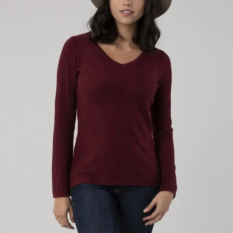 Oversized Women Sweater for a Cozy and Fashionable LookCoco V-Neck Sweater In Damson