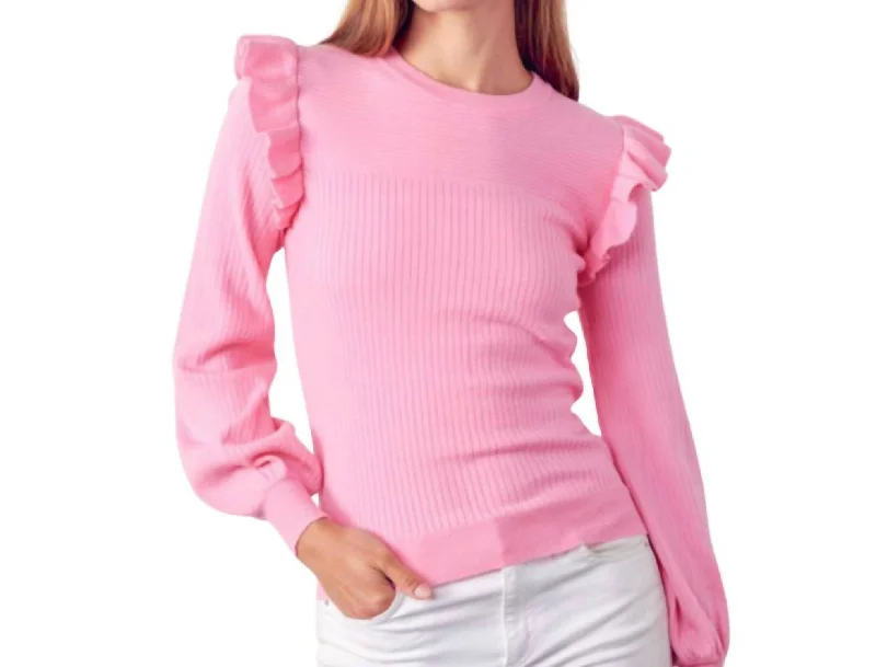 Cable - Knit Women Sweater with Intricate PatternsCross My Mind Sweater In Cool Pink