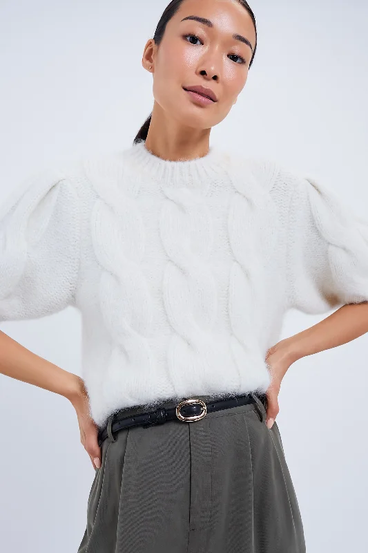 Long - Sleeve Women Sweater with Ribbed CuffsIvory Brittany Sweater