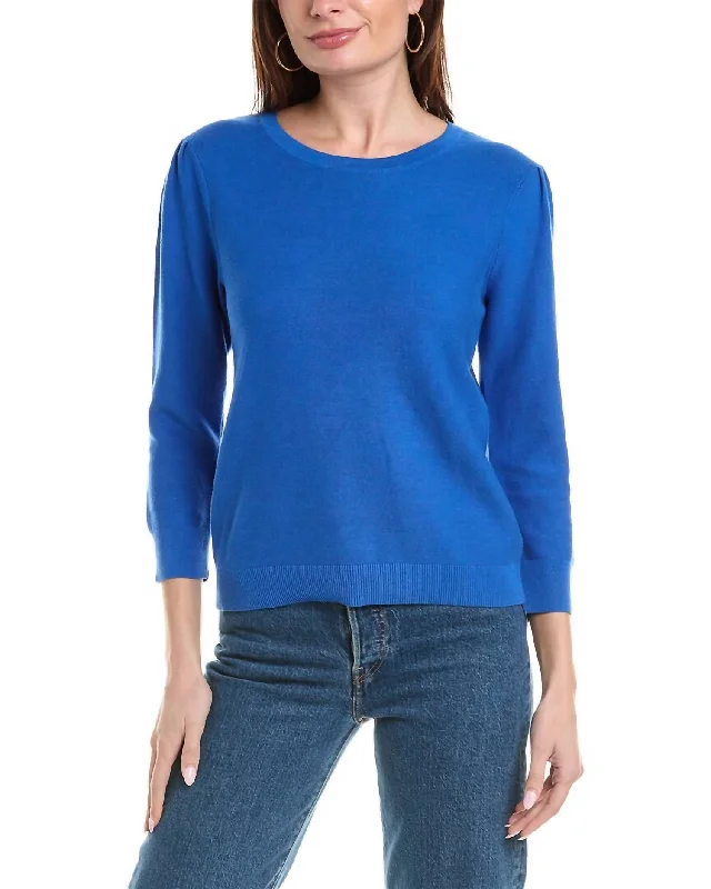 Oversized Women Sweater for a Cozy and Fashionable LookJulianne Puff Sleeve Sweater In Blue