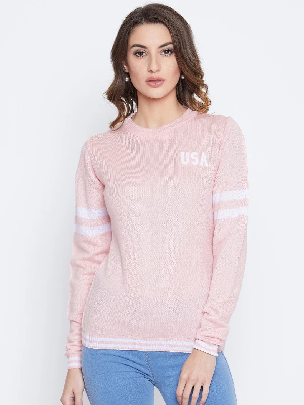 Lightweight Women Sweater for Spring and FallJUMP USA Women Pink Solid Sweaters