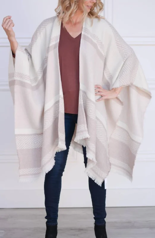 Plus - Size Women Sweater with a Flattering FitKirin Poncho In Ivory Mauve