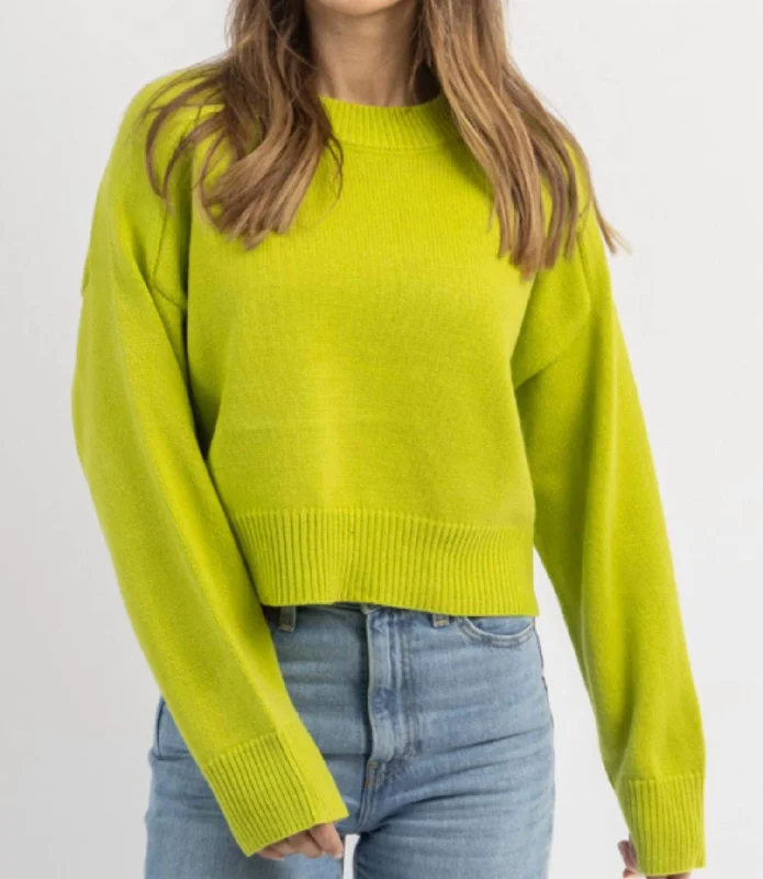 Cable - Knit Women Sweater with Intricate PatternsKnit Sweater In Limeade