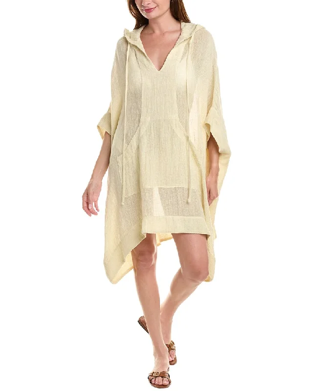 Cashmere Women Sweater with a Luxurious Soft TouchLisa Marie Fernandez Hooded Linen-Blend Poncho