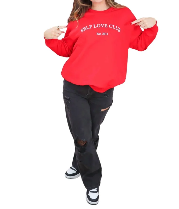 Cashmere Women Sweater with a Luxurious Soft TouchLove Yourself Sweatshirt In Red