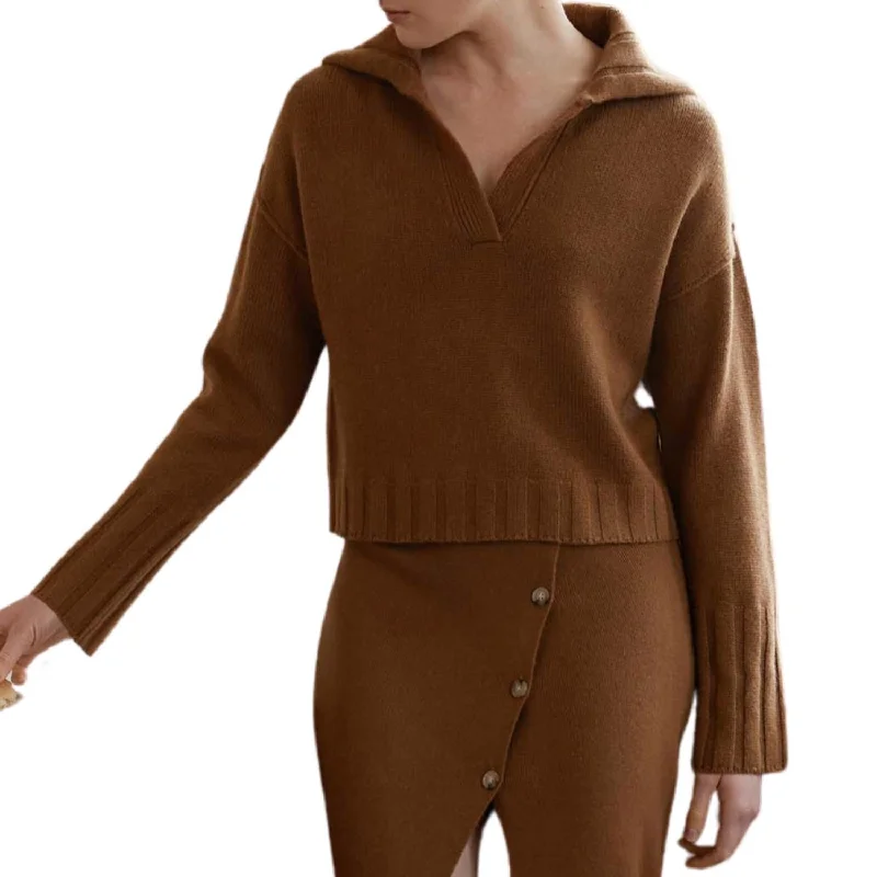 Mock - Neck Women Sweater for a Modern TwistMaeve Sweater In Caramel