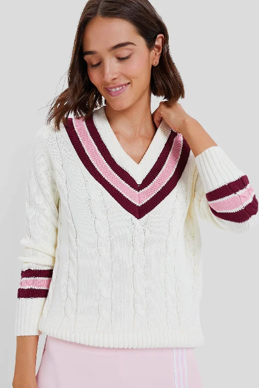 Open - Front Women Sweater for Easy LayeringMarshmallow Cable V-Neck Sweater