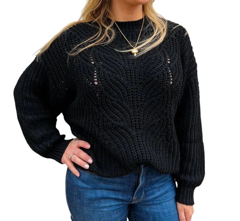 Turtleneck Women Sweater for a Classic and Elegant StyleOpen Cable Knit Sweater In Black