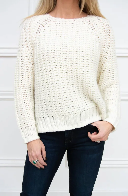 Lightweight Women Sweater for Spring and FallPage Chunky Crew Neck Sweater In Ivory