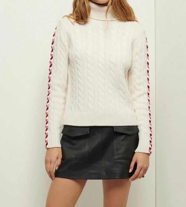 Cashmere Women Sweater with a Luxurious Soft TouchPippa Lace Up Turtleneck In Ivory