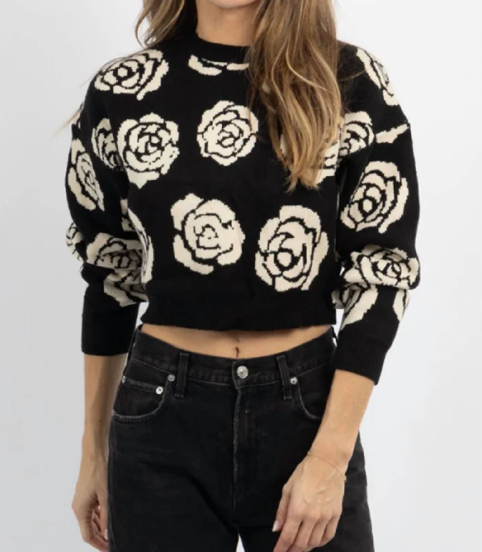 Cashmere Women Sweater with a Luxurious Soft TouchReal Love Rose Sweater In Black