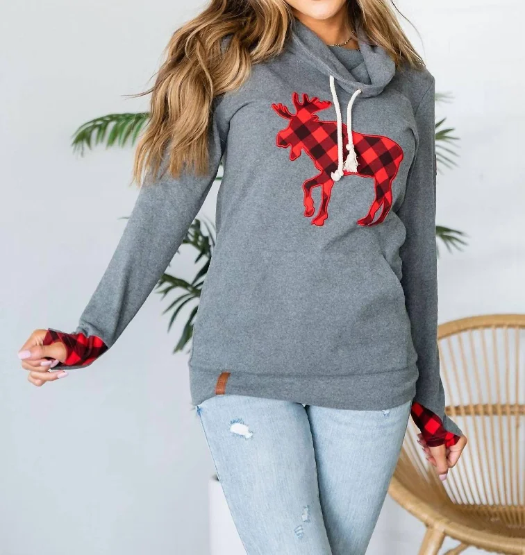 Striped Women Sweater with a Timeless PatternSleigh The Day Cowlneck Sweatshirt In Grey Multi