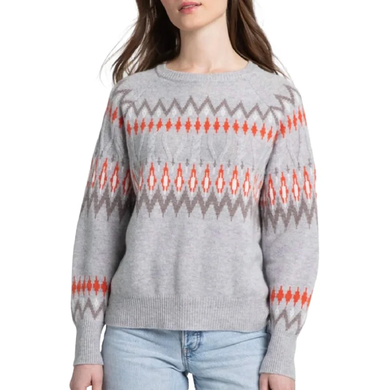 Turtleneck Women Sweater for a Classic and Elegant StyleSlouchy Alpine Crew Sweater In Silver Multi