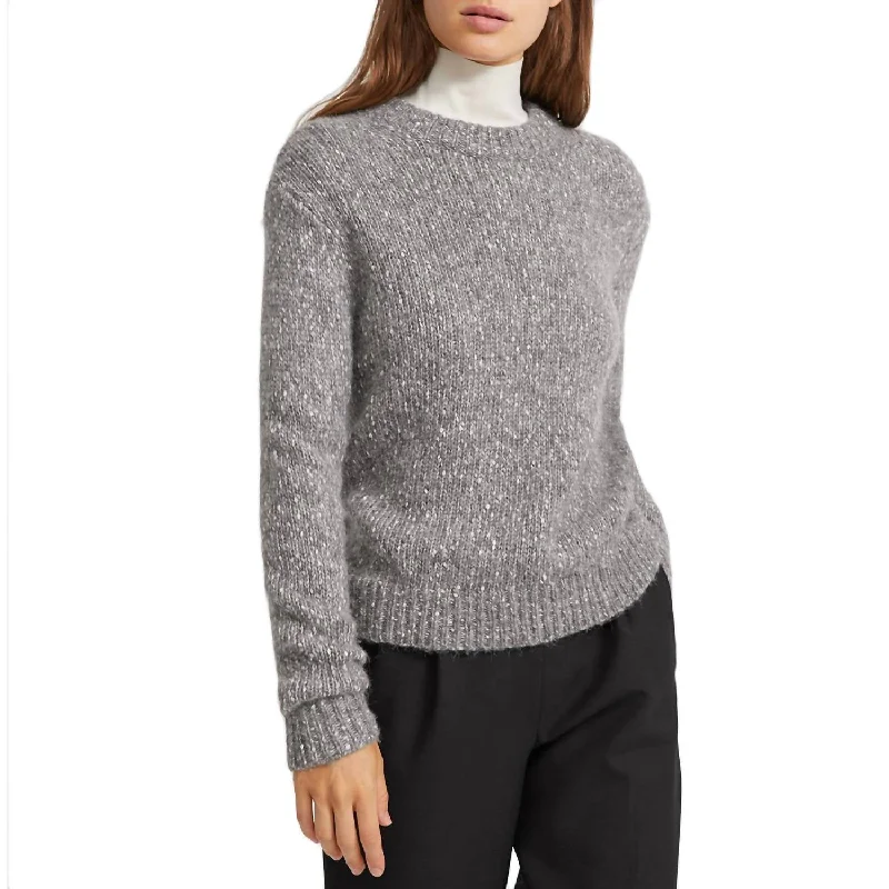 Plus - Size Women Sweater with a Flattering FitSpeckled Wool Crew Sweater In Medium Heather Grey