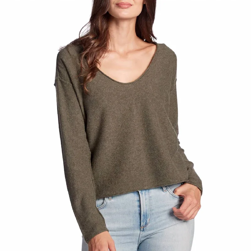 Long - Sleeve Women Sweater with Ribbed CuffsThe Nora Sweater In Military