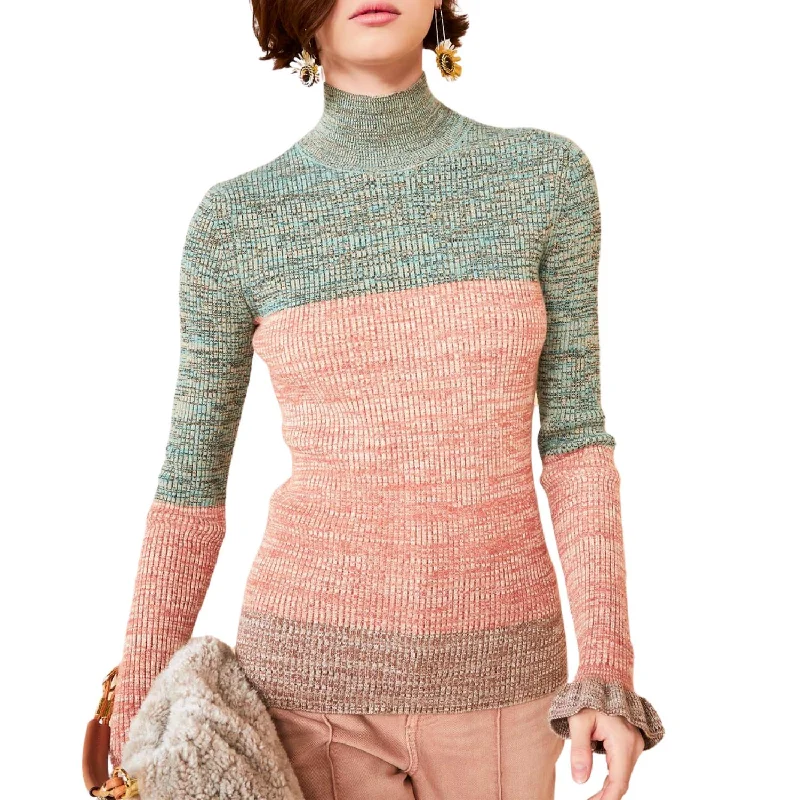 Cable - Knit Women Sweater with Intricate PatternsViolette Turtleneck Sweater In Twilight