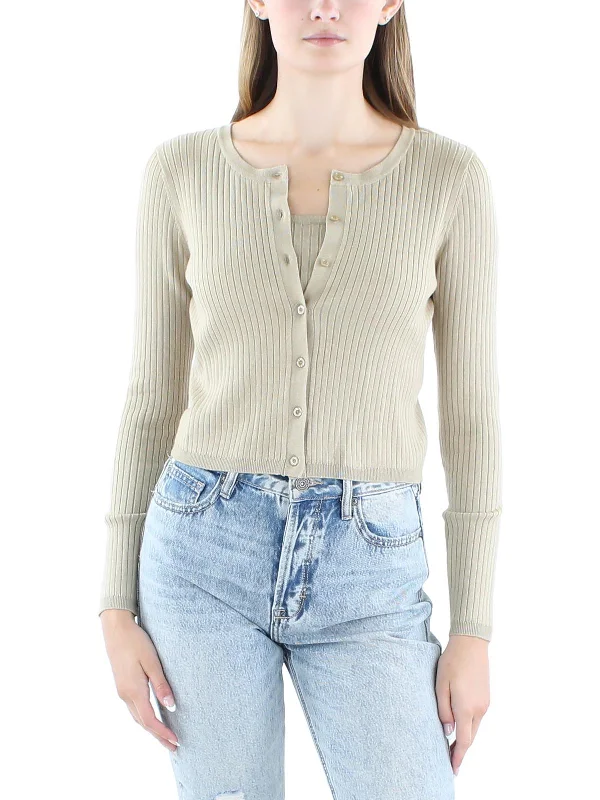 Cropped Women Sweater to Pair with High - Waisted BottomsWomens 2PC Rayon Sweater Set