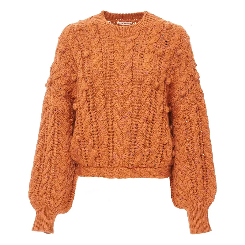 Lightweight Women Sweater for Spring and FallWomen's Caterina Cable Knit Sweater In Sienna